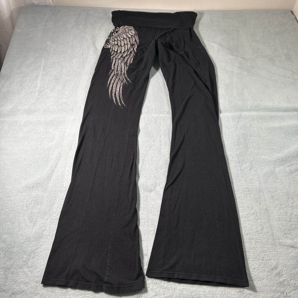 Y2K 2000s Embellished Rhinestoned Beyond Baggy Flare Sweatpants 26x35 Dojo Loose - Picture 11 of 16